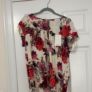 Adore Floral Blouse - Red and Cream